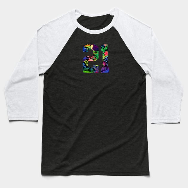 Floral Number 21 Baseball T-Shirt by Eric Okore